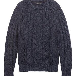 Banana Republic Men’s Blue Wool Blend Cable Knit Fisherman’s Sweater Sz L